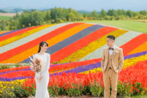 北海道のお花畑での前撮りならリッケフォトスタイルへ