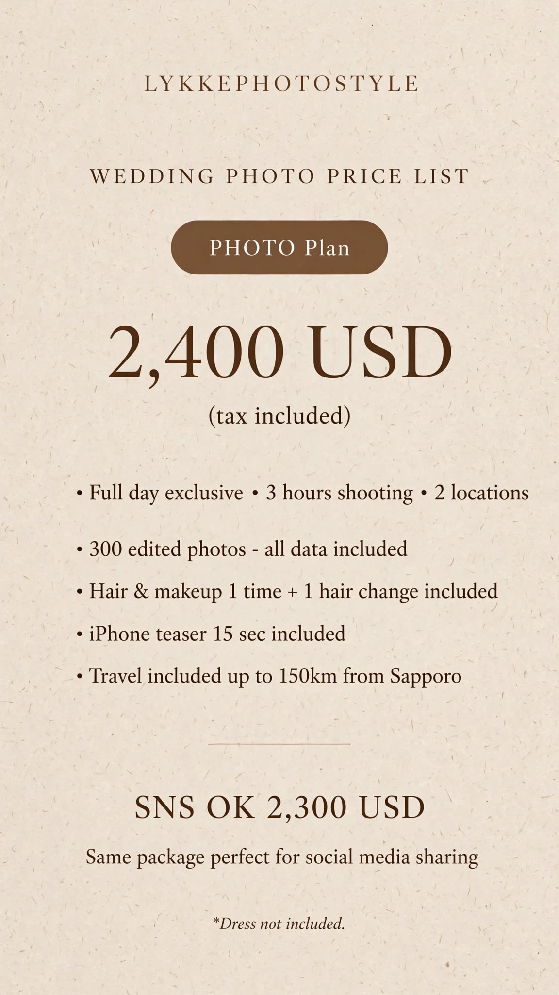 PHOTO Plan 2,400USD